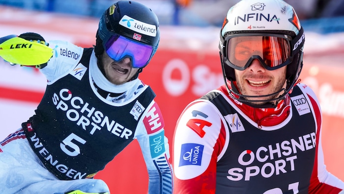 Atle Lie McGrath (left) won in Wengen, Michael Matt finished seventh.
