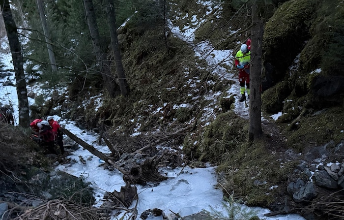In dem zugefrorenen Bachbett lag der abgestürzte Senior.