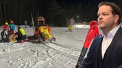 Mit den Skiern vom Verunfallten Markus Abwerzger wurde die Unfallstelle abgesichert. 