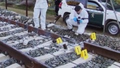 Ein Bruch der Gleise könnte dazu geführt haben, dass die Waggone aus den Schienen sprangen und ...