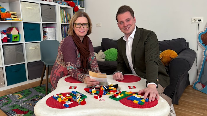 ÖVP-Kandidat Florian Krumböck mit Familienbund- Chefin Irene Bamberger.