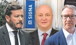 Signa-Führung: René Benko mit den Holding-Chefs Marcus Mühlberger (m.) und Christoph Stadlhuber ...