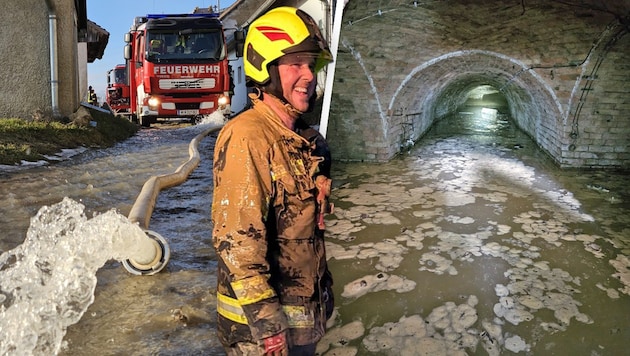 Ein Keller-Ensemble war geflutet – nach dem Einsatz wurde zwecks Erst-Reinigung praktischerweise ...