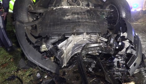 Das Unfallwrack in Hard. 