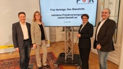 Georg Steiner (ÖGK), Astrid Körner (DIakonie), LR Beate Prettner und Thomas Eminger (Kabeg) ...