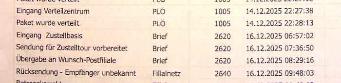Am 14. Dezember kam das Paket für Peter F. in die Postfiliale, bereits zwei Tage später wurde es ...