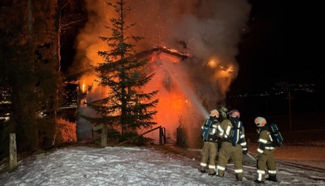 Die Feuerwehr verhinderte, dass die Flammen auf nahegelegene Bäume übergreifen konnten. Die ...