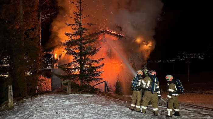 Die Feuerwehr verhinderte, dass die Flammen auf nahegelegene Bäume übergreifen konnten. Die ...
