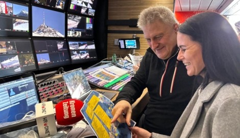 Michael Kögler, Chefregisseur ORF Sport, mit „Krone“-Redakteurin Jasmin Steiner