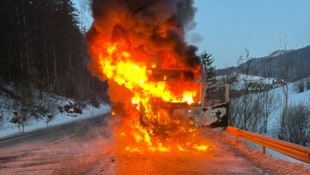 Der Lkw brannte vollständig aus.