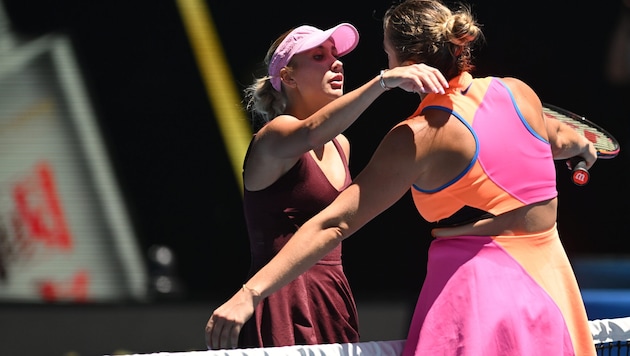 Anastasia Potapova (li.) ärgerte Aryna Sabalenka, musste sich am Ende jedoch geschlagen geben.