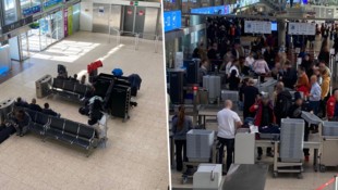 In der Wartehalle des Flughafens halten sich von Montag bis Freitag nur wenige Reisende auf ...