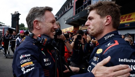 Christian Horner (li.) und Max Verstappen