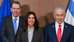Von links: EU-Abgeordneter Harald Vilimsky (FPÖ), Israels Transportministerin Miri Regev und ...