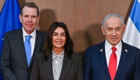 Von links: EU-Abgeordneter Harald Vilimsky (FPÖ), Israels Transportministerin Miri Regev und ...