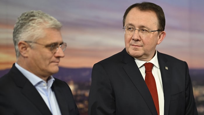 Mayor Matthias Stadler (SPÖ), right, and FPÖ top candidate Martin Antauer