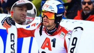 Johannes Strolz muss bei Olympia zusehen, freut sich aber mit ÖSV-Kollege Manuel Feller.