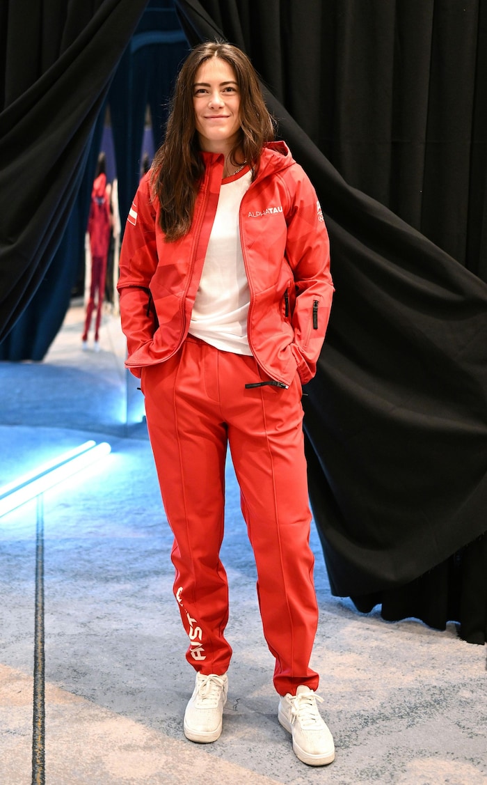 Skicrosserin Sonja Gigler macht in der Olympia-„Wäsch“ ausgezeichnete Figur.