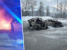 Kurz nach 23 Uhr brannten die zwei Pkw lichterloh. An den Fahrzeugen entstand Totalschaden.