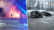 Kurz nach 23 Uhr brannten die zwei Pkw lichterloh. An den Fahrzeugen entstand Totalschaden.