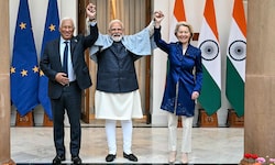 Deal in Delhi: EU-Ratspräsident António Costa, Indiens Premier Narendra Modi und ...