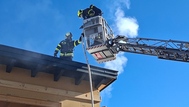 Mit Drehleiter und Atemschutz rückten die Feuerwehren an.