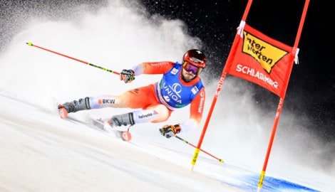 Loic Meillard zeigte im Riesentorlauf von Schladming eine starke Leistung in beiden ...