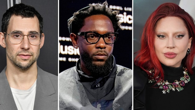 Jack Antonoff (links), Kendrick Lamar (Mitte) und Lady Gaga.