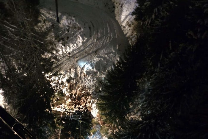 Die Einsatzkräfte bargen den Lenker mittels Nachtwinde.