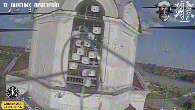 A Ukrainian drone filmed numerous Ubiquiti antennas on a church tower in the Russian region of ...