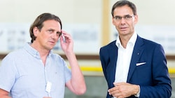 Koblachs Bürgermeister Gerd Hölzl und Landeshauptmann Markus Wallner sind über das ...