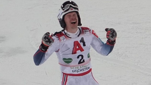 Große Emotionen bei Henrik Kristoffersen nach dem Rekordsieg in Schladming. 
