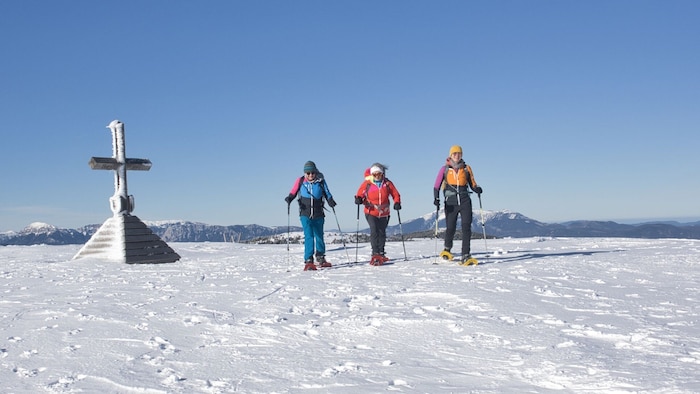 Ein herrlicher Panoramablick auf die umliegenden Gipfeln eröffnet sich den Wanderern am Plateau.