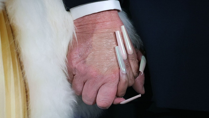 Mit messerlangen Fingernägeln krallte sich Nicki Minaj die Hand des US-Präsidenten.