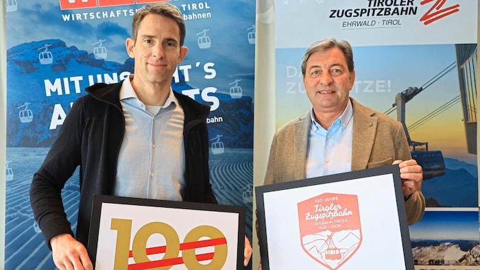 Obmann Reinhard Klier (li.) und Zugspitzbahn-Geschäftsführer Franz Dengg