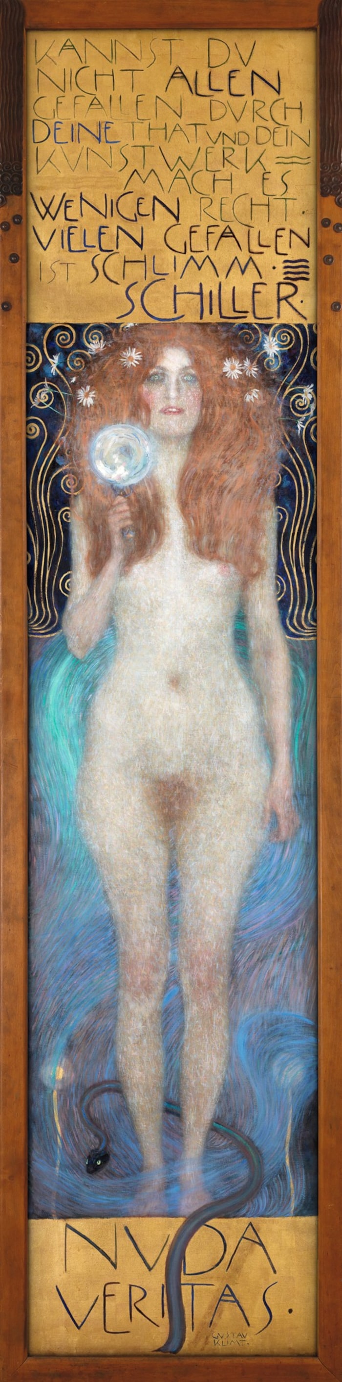 Gustav Klimt: Nuda Veritas, 1899, Öl auf Leinwand, 252 × 56,2 cm
