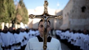 Eine Weihnachtsprozession im Jahr 2025 in Betlehem, das zum Westjordanland gehört