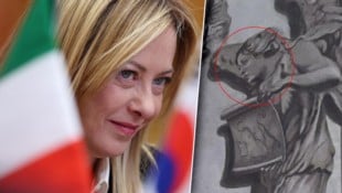 Der Restaurator ist offenbar ein Meloni-Fan.