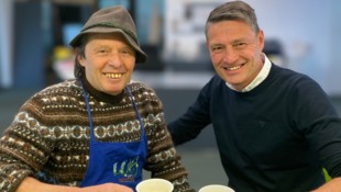 Radio-U1-Moderator Vitus Amor (rechts) bat Manfred Zöschg zum Interview.