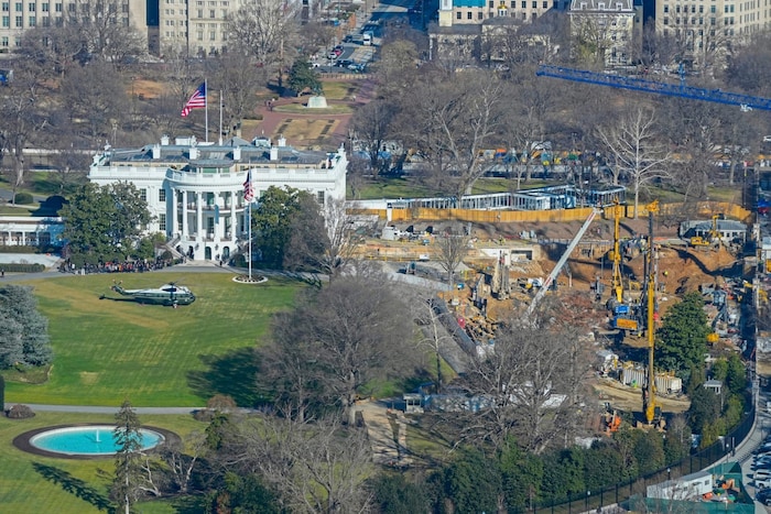 Luftaufnahme von der Baustelle beim Weißen Haus