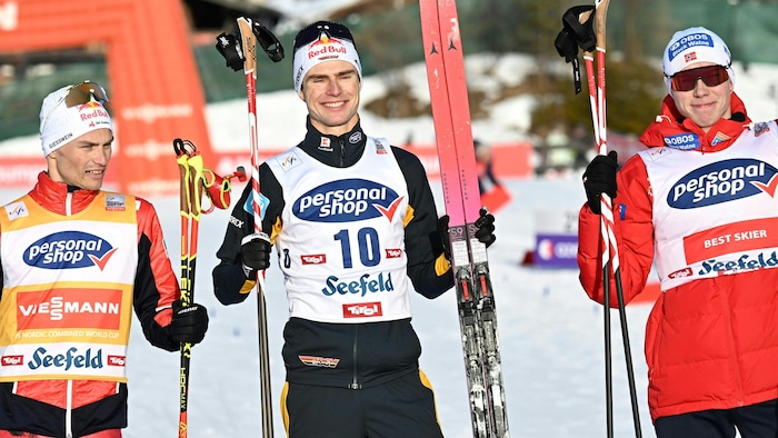 Vinzenz Geiger (mitte) siegte vor Johannes Lamparter (links) und Jens Luraas Oftebro (rechts).