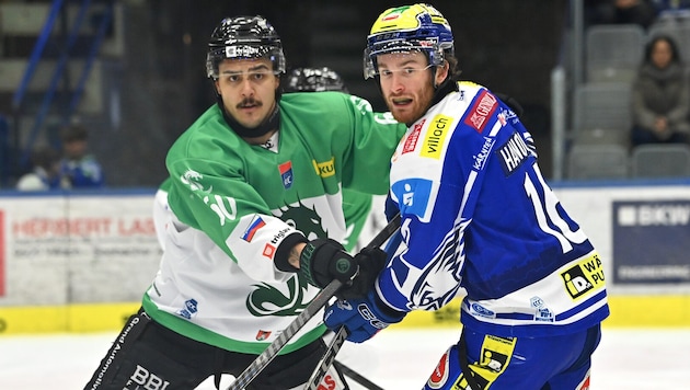 Hancock (r.) traf im ersten Heimspiel gegen Laibach doppelt