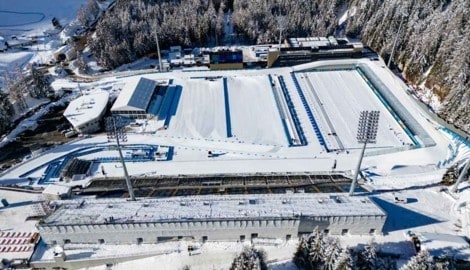 Die Biathlon-Arena in Antholz, eine von vielen Olympia-Wettkampfstätten