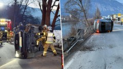 Das Auto krachte gegen einen Betonpfosten des Zauns und überschlug sich.