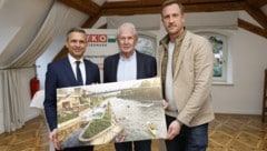 Für eine Surfwelle an der Mur: Minister Wolfgang Hattmansdorfer, Helmut Marko und Bernhard Bauer ...