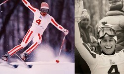 Hans Enn fuhr im Olympia-Riesentorlauf 1980 zu Bronze und ließ sich danach feiern. 