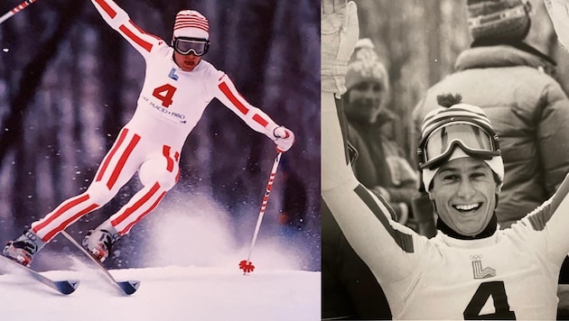 Hans Enn fuhr im Olympia-Riesentorlauf 1980 zu Bronze und ließ sich danach feiern.