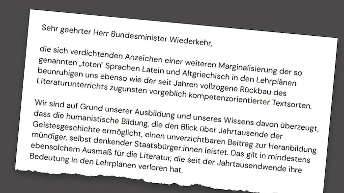 Mit einem Schreiben samt Forderungen wenden sich die Latein-Befürworter direkt an ...