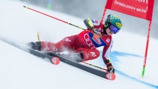 Das rote Trikot trägt Julia Scheib im Weltcup mit Stolz.