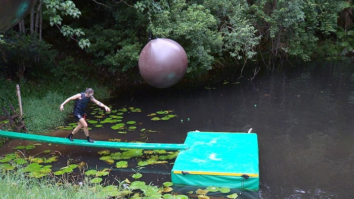 Gil balancierte bei der Dschungelprüfung auf einem schmalen Balken.